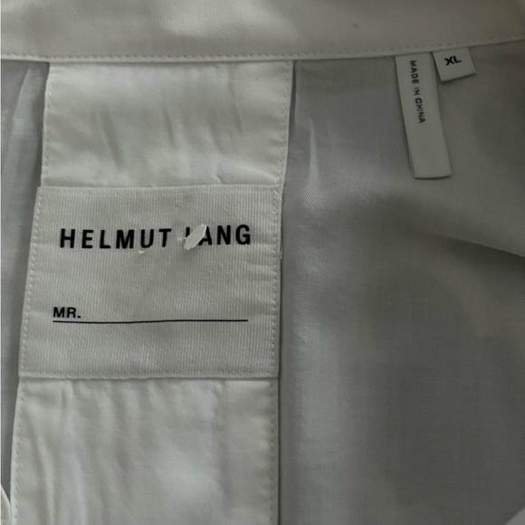 HELMUT LANG Men’s White Button Up Shirt With Shoulder Epaulets Xl - Picture 7 of 8